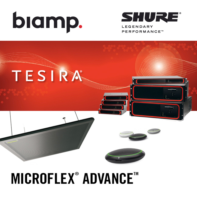 Biamp e Shure annunciano la compatibilità Tesira®-MXA®
